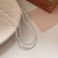 wholesale S925 Sterling Silver Broken Silver Pearl Layered Double Necklace for Women, Korean Summer New Fashion Versatile Heavy Work Choker-0-1