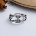 wholesale S925 Sterling Silver H Letter Mixed Pig Nose Element Open Ring in Japanese and Korean Ins Style with Minimalist Design-0-2
