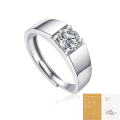 wholesale S925 Silver New Fashionable Trendy Men's High Version Adjustable Live Opening Ring Moissanite Stone Ring-0-8