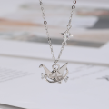 wholesale S925 Sterling Silver Origami Crane Necklace for Women, Elegant and Versatile Collarbone Chain, Minimalist Luxury Design Fashion Pendant-0-0