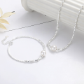 wholesale S925 Sterling Silver Crushed Silver Spliced Bamboo Pearl Necklace Bracelet, Trendy and Elegant Accessory with a Refined Style-0-0