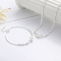wholesale S925 Sterling Silver Crushed Silver Spliced Bamboo Pearl Necklace Bracelet, Trendy and Elegant Accessory with a Refined Style-042LD/Bracelet approx. 4.2g 925 silver