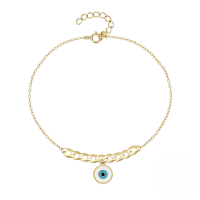 wholesale S925 Silver Demon's Eye Enamel Cuban Chain Bracelet, Trendy And Elegant, Popular In Europe And America-Gold 925 silver