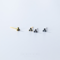 wholesale S925 Sterling Silver Colorful Diamond Clover Stud Earrings for Layering, Petite and Minimalist Sweet Small Earrings G9846-0-2