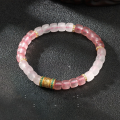 wholesale Stainless steel strawberry quartz pink quartz bead bracelet peach blossom love charm women's Valentine's Day gift-0-5