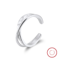 wholesale 925 Sterling Silver Three-Layer Interwoven Line Index Finger Ring for Women, Small and Unique Design, Minimalist Plain Band Pinky Ring-0-26