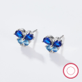 wholesale S925 silver cross-border hot-selling butterfly ear studs with zirconia inlay, small design, children's Halloween gift-0-4
