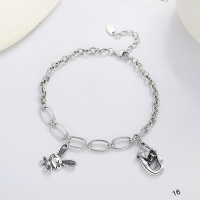 wholesale 925 Sterling Silver Korean-style Fun Luck Inlaid Diamond Small Pendant Bunny Bracelet INS Creative Versatile Accessories for Women-278SM/approx. 9.7g 925 silver