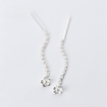 wholesale S925 Sterling Silver Short Flower Ear Chain for Women, Korean Style Small Fresh Five-Petal Frangipani Earrings E6896-0-0