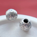 wholesale 999 Silver Eight-Lobed Bead Spacer Meteorite Surface Irregular Antiqued Loose Beads for DIY Bracelet Stringing-0-11