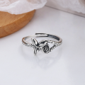 wholesale S925 Sterling Silver Vintage Retro 3D Rose Flower Minimalist Luxury Niche Design Adjustable Ring for Women-0-1