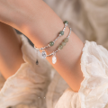 wholesale S925 Sterling Silver Sui Sui You Cai Crushed Silver Green Stone Fortune Charm Bracelet, Small Batch Chinese Style Women's Accessory S6429-0-2