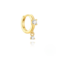 wholesale S925 Sterling Silver Geometric Marquise Zirconia Ear Crawler Earring With Crystals-Single gold #1