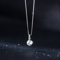 wholesale S925 Sterling Silver Korean Style Fashionable and Elegant Single Diamond Necklace for Women, Minimalist Micro-Inlaid Hollow Pendant Collarbone Chain D8398-S925 Silver Necklace 925 Silver