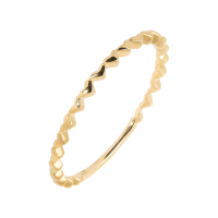 wholesale 9K gold new Japanese minimalist plain gold ring with heart design, versatile stackable ring for ins fashion trendsetters-Customizable 10K14K18K>US size 5