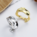wholesale S925 sterling silver irregular volcanic lava texture open ring creative niche design women's finger ring-0-0