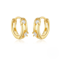 wholesale S925 Sterling Silver Double-layer Cross Drop Earrings With Crystal Heart Teardrop Design-Gold#2 925 Silver