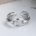 wholesale S925 Sterling Silver Irregular Creative Pig Nose Design Open Adjustable Ring Korean Style Fashion Trend Ring-0-1