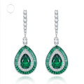 wholesale Sterling Silver New 3ct Teardrop 8*12 Emerald High Carbon Diamond Earrings for Women,Ins Luxury Earrings-0-0