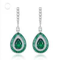 wholesale Sterling Silver New 3ct Teardrop 8*12 Emerald High Carbon Diamond Earrings for Women,Ins Luxury Earrings-E204 Green Nano 925 Silver