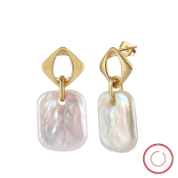 wholesale 925 Sterling Silver Irregular Geometric Cultured Freshwater Pearl Earrings for Women,-14K gold, natural freshwater pearls, approximately 5.4g 925 silver