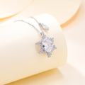 wholesale Pure silver aurora first snow snowflake necklace for women, small and unique design, versatile and lightweight luxury, perfect as a gift for girlfriend, collarbone chain-0-0