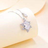 wholesale Pure silver aurora first snow snowflake necklace for women, small and unique design, versatile and lightweight luxury, perfect as a gift for girlfriend, collarbone chain-TL012457-White>925 Silver