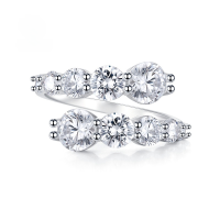 wholesale Metal: 925 Sterling Silver Mu Jing Jewelry NewOpenable Ring with 65mm Round Diamond and High Carbon Diamond, Versatile Style-K023 White Diamond Adjustable opening
