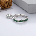 wholesale S925 Sterling Silver Ins-style Green Drip Glaze Unique Niche Chain Pendant Luxury Openable Ring for Women-0-2