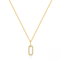 wholesale S925 Sterling Silver Creative Double-loop Pendant Zircon Accent Necklace-Gold 925 silver