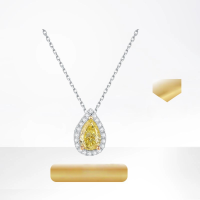 wholesale 14k Gold Pear-Shaped Yellow Diamond Necklace with 058ct Lab-Grown Diamond Teardrop Pendant, New Style Collarbone Chain-14k gold cultured diamond necklace