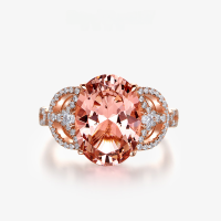 wholesale S925 Sterling Silver European and American Explosive Style Oval 10*14 High Carbon Diamond Large 5 Carat Gemstone Powder-Pink 10*14【R-0927】 No. 5