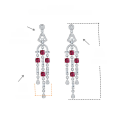 wholesale 925 silver gold-plated lab-grown ruby earrings for women with tassels, a new hot sale on TikTok Live-0-5