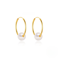 wholesale 925 Sterling Silver Exaggerated Large Hoop Earrings With Pearls, Hot-selling In Europe And America, Ins Trendy Minimalist Style-Gold-outer diameter 20MM 925 silver