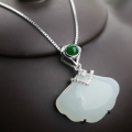 wholesale 925 Sterling Silver with White and Green Jade Beads, New Chinese Retro Style Jade Pendant with Certificate for Women-0-0
