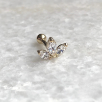 wholesale S925 Sterling Silver Crown Marquise Zircon Threaded Ear Bone Stud-Single gold