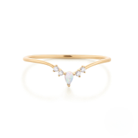 wholesale S925 Silver New V-shaped Opal And Zircon Ring, Trendy And Luxurious Ins Style-Style 1 Size 6
