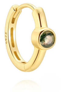 wholesale S925 Sterling Silver Light Luxury Natural Moss Agate Elegant Hoop Earrings, Korean Style Niche Classic Bestseller-Single gold-10MM