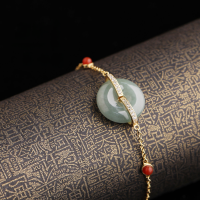 wholesale Metal with certificate jadebracelet literary vintage style cheongsam hanfu Chinese accessory natural gemstone hand jewelry women-Natural jade is not picky about color and is shipped at random. Bracelet total length 15cm + 2.5cm extended tail chain