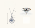wholesale 925 Sterling Silver Fashionable High-End Full Moissanite Necklace, Ins Style Trendy Circular Moissanite Pendant Collarbone Chain Wholesale-0-6