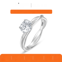 wholesale S925 gold-plated sterling silver solitaire moissanite minimalist double-ring engagement ring for independent site bestsellers-Platinum 1 carat (with certificate)  6 US