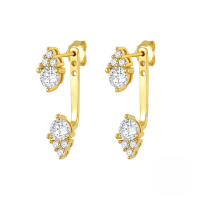 wholesale S925 Sterling Silver With Zircon Jacket Double Stud Earrings,-Gold-Style 3