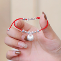wholesale S925 Sterling Silver Chunky Fortune Red String Bracelet for Women, Versatile Small Design Retro Chinese Character "Fu" Woven Rope-0-1