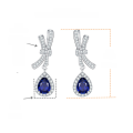 wholesale 925 Silver Gold Plated Lab-Grown Royal Blue Sapphire Ear Studs for Women, Hot Sale on Douyin and Kuaishou Live-0-5