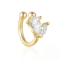 wholesale 925 Sterling Silver New Marquise Zircon-studded Ear Clip For Women,ins-Single gold-style 2 925 silver