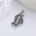 wholesale S990 Sterling Silver Guochao Style Retro Matte Craft Resin Zodiac Rabbit Holding Fortune DIY Pendant-0-2