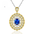 wholesale Metal, new Italian craftsmanship court-style 6*8 simulated sapphire necklace pendant for women live streaming-0-0