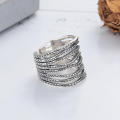 wholesale S925 Sterling Silver Multi-Layer Wrapped Ring for Women, Korean Style Heavy Duty Adjustable Open Ring Trendy Index Finger Ring-0-3