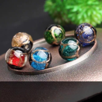 wholesale Metal material five-color mixed red, blue, yellow, white, and brown incense ash glaze bracelet DIY crystal collectible accessory components-Green one 8mm