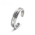 wholesale S925 sterling silver new Korean-Japanese style vintage emblem ring, simple adjustable open ring-0-0